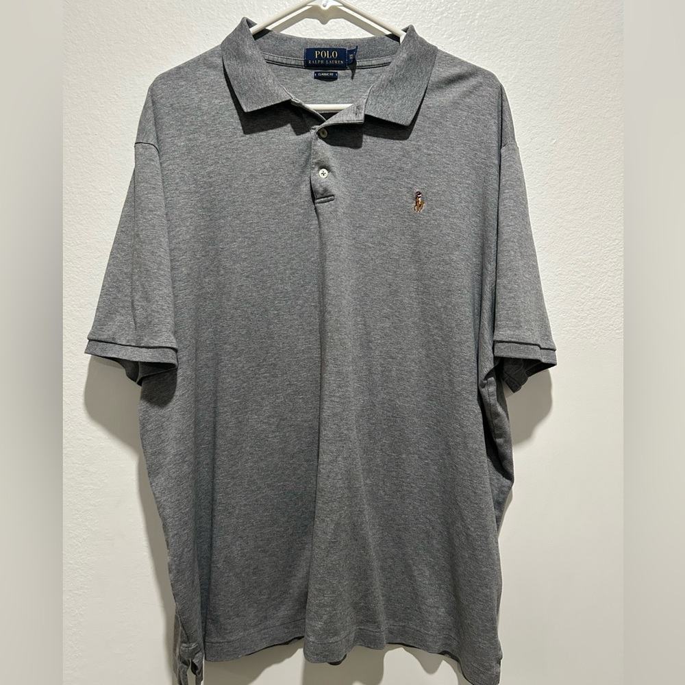 Polo Ralph Lauren Polo Shirt Mens 2XL Classic Fit Gray Short Sleeve Cotton Soft‎